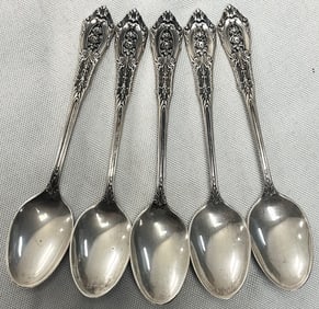 Wallace “Rose Point"  Sterling Silver Demitasse Spoons – Set of 5, 44.23 GRAMS