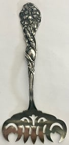 Exceptional Art Nouveau Sterling Silver Sardine / Pastry Server, Pierced Blade, Marked 925 / 1000,