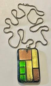 Handmade Pendant w/ Sterling Silver Rope Chain – Modern Geometric Art Necklace – Chain 9.94