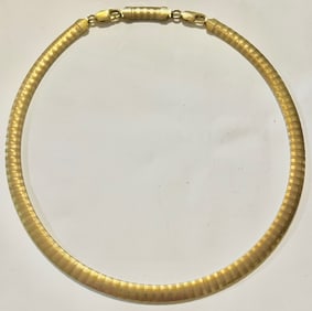 Vintage Italian 925 Sterling Silver Gold-Vermeil Tubogas Omega Collar Necklace – 33.42 grams