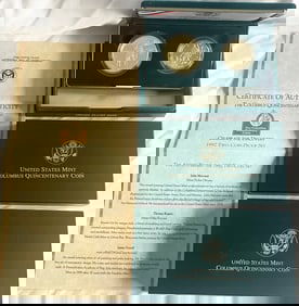 1992 U.S. Mint Columbus Quincentenary Two-Coin Proof Set (Silver Dollar & Half Dollar) OGP Box, COA