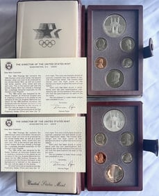 Two (2) 1984S U.S. Mint Prestige Proof Sets, Los Angeles Olympics Silver Dollar Proof 5-Coin Sets,