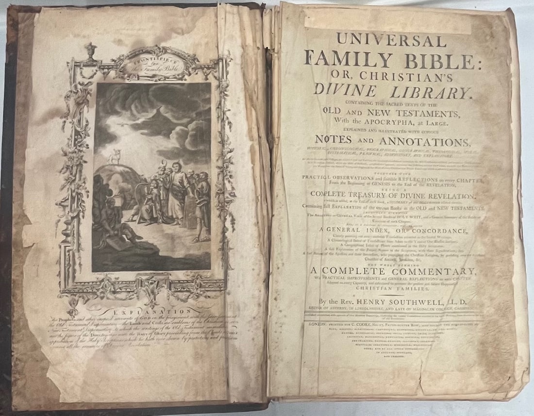 18th c.“Universal Family Bible” Vol. II, Rev. Henry Southwell, Large Folio, 100 Copper-Plate (1 of 20)