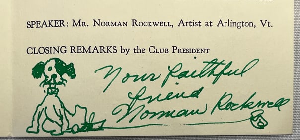 1948 Norman Rockwell Illust. Pro Merito Rotary Club Banquet Program, N. Adams, MA, Rare Early Signat