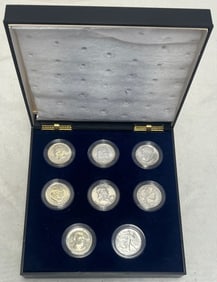 8-Coin U.S. Silver Half Dollar Collection in Display Case – 1893 Columbian, Barber, Walking