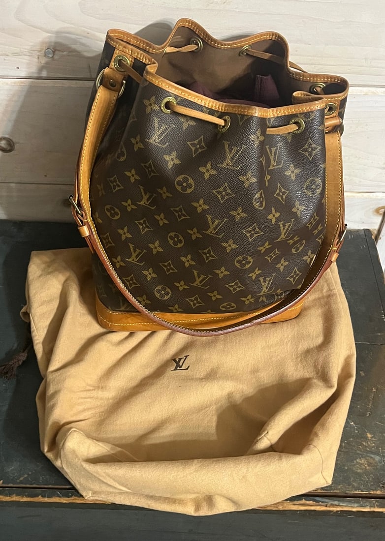Louis Vuitton Monogram Noé GM Drawstring Bucket Bag – Vachetta Leather, USA: Louis Vuitton Monogram Noé GM Drawstring Bucket Bag – Vachetta Leather, USA, Louis Vuitton Monogram Noé GM Drawstring Bucket Bag – Vachetta Leather, Made in USA, Authentic Louis Vuitton Noé GM 