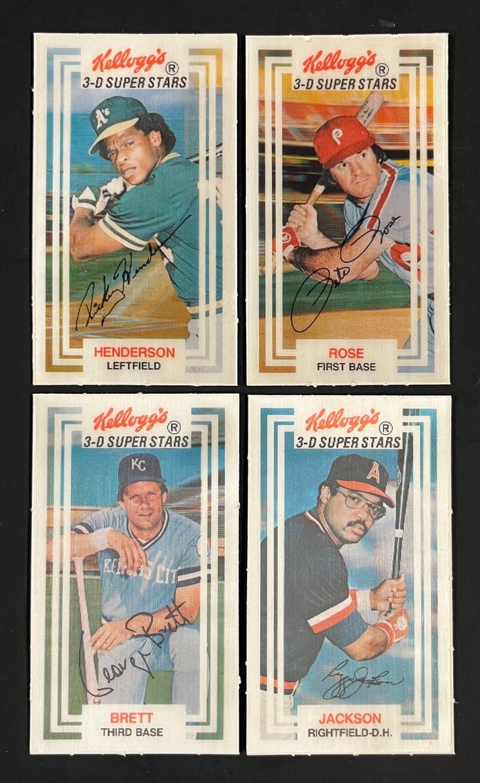 1983 Kellogg’s 3-D Super Stars Baseball Cards – Signed Vintage Lot (4 Cards): 1983 Kellogg’s 3-D Super Stars Baseball Cards – Signed Vintage Lot (4 Cards), Vintage 1983 Kellogg’s 3-D Super Stars officially licensed MLB baseball cards, featuring four Hall-of-Fa
