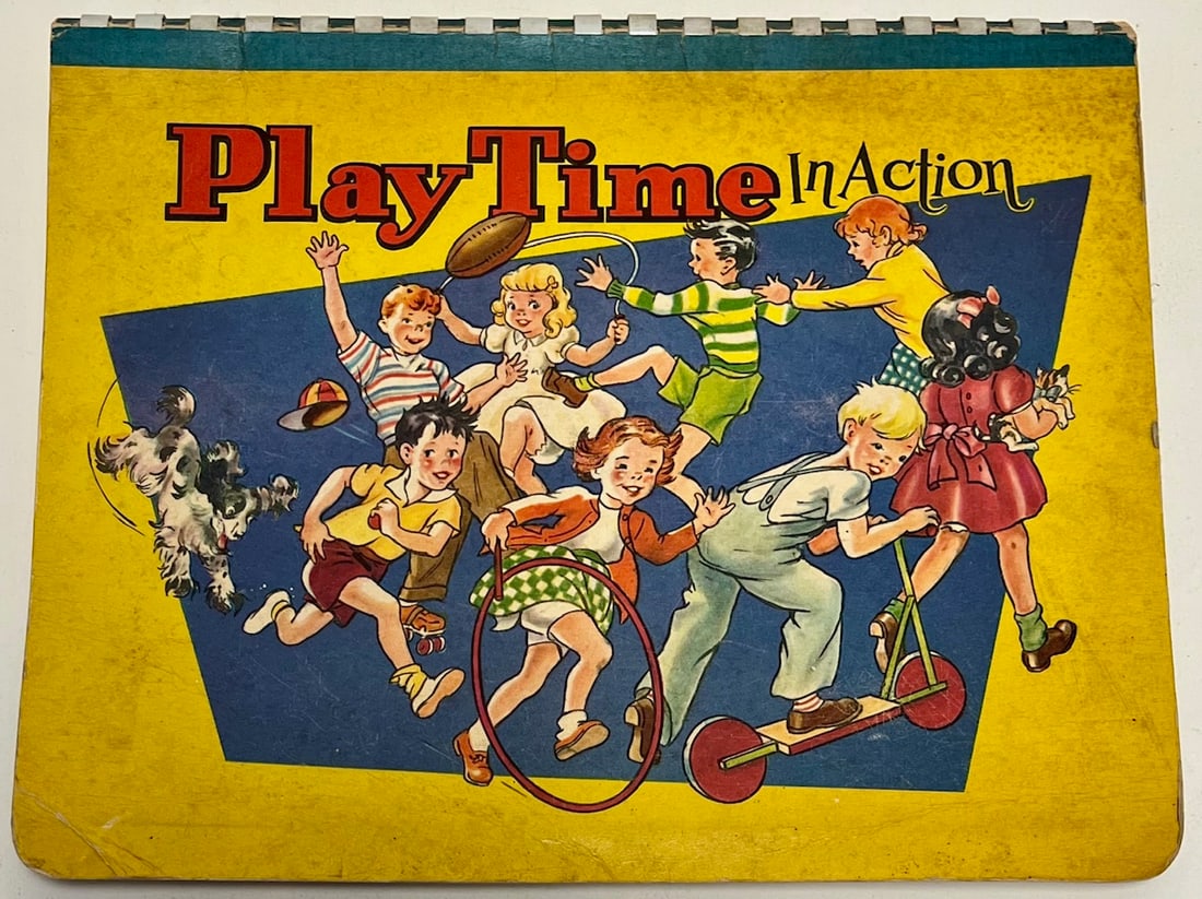 1949 PlayTime in Action Pop-Up Children’s Book – Illustrated by William Kemp Tilley: 1949 PlayTime in Action Pop-Up Children’s Book – Illustrated by William Kemp Tilley – Walter P. Phillips – Vintage Interactive, vintage 1949 children’s pop-up book titled