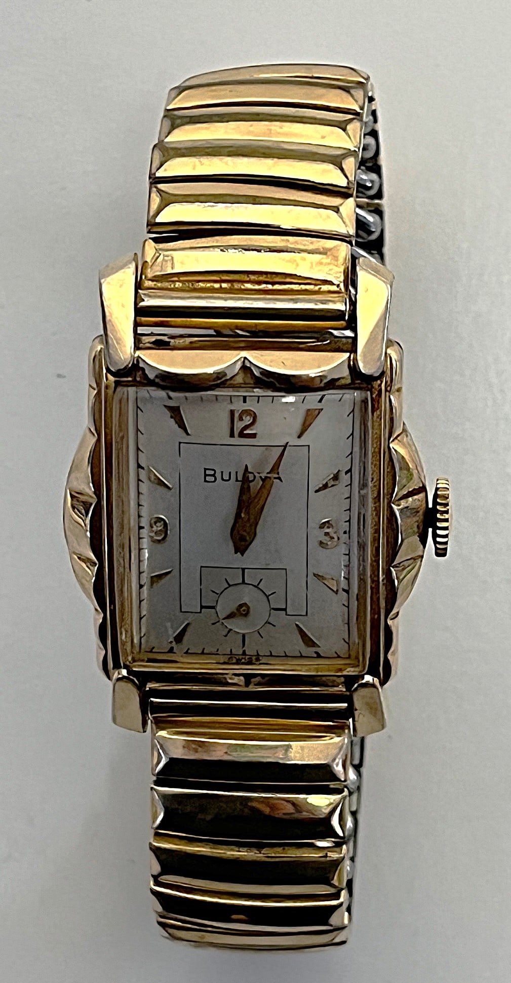 1947 Bulova Art Deco 10K Gold Filled Rectangular Wristwatch – Cal. 8AG – Sub-Seconds (1 of 12)