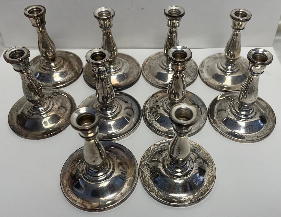 Set of 10 Vintage Gorham Sterling Silver bases For Lenox Crystal Stemware, #1285, Weighted: Set of 10 Vintage Gorham Sterling Silver bases For Lenox Crystal Stemware, #1285, Weighted, Stamped on the bottoms “GORHAM STERLING – LENOX CRYSTAL – WEIGHTED – 1285.” TO
