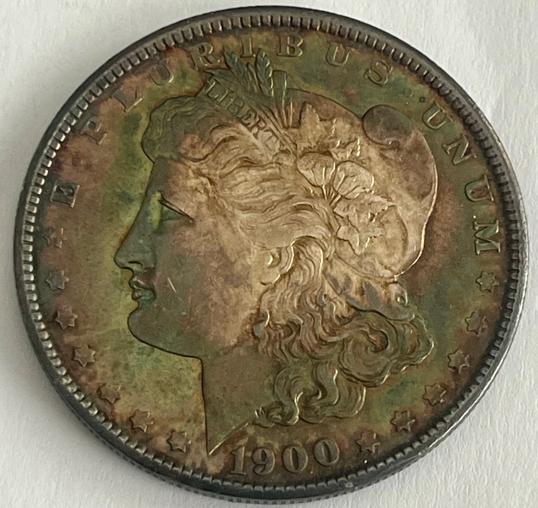 1900 Morgan Silver Dollar – Philadelphia Mint – Toning – United States $1 Coin,: 1900 Morgan Silver Dollar – Philadelphia Mint – Toning – United States $1 Coin, 90% Silver, 1900 Morgan Silver Dollar, one of the most widely collected classic U.S. coins. The obvers