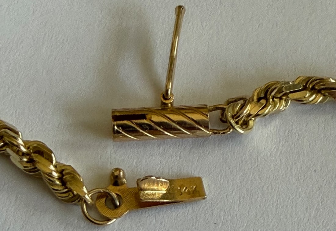 14K Yellow Gold Rope Chain Necklace – 24” Long, 19.27 GRAMS, Solid Gold, Barrel-Style - 4