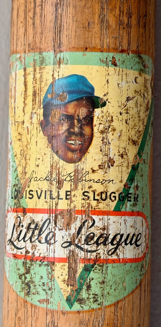 Vintage Louisville Slugger 125LL Little League Bat w/ Jackie Robinson Decal H&B 32”: Vintage Louisville Slugger 125LL Little League Bat w/ Jackie Robinson Decal H&B 32”, Original vintage Louisville Slugger model 125LL Little League bat manufactured by Hillerich & Bradsby Co., Lo