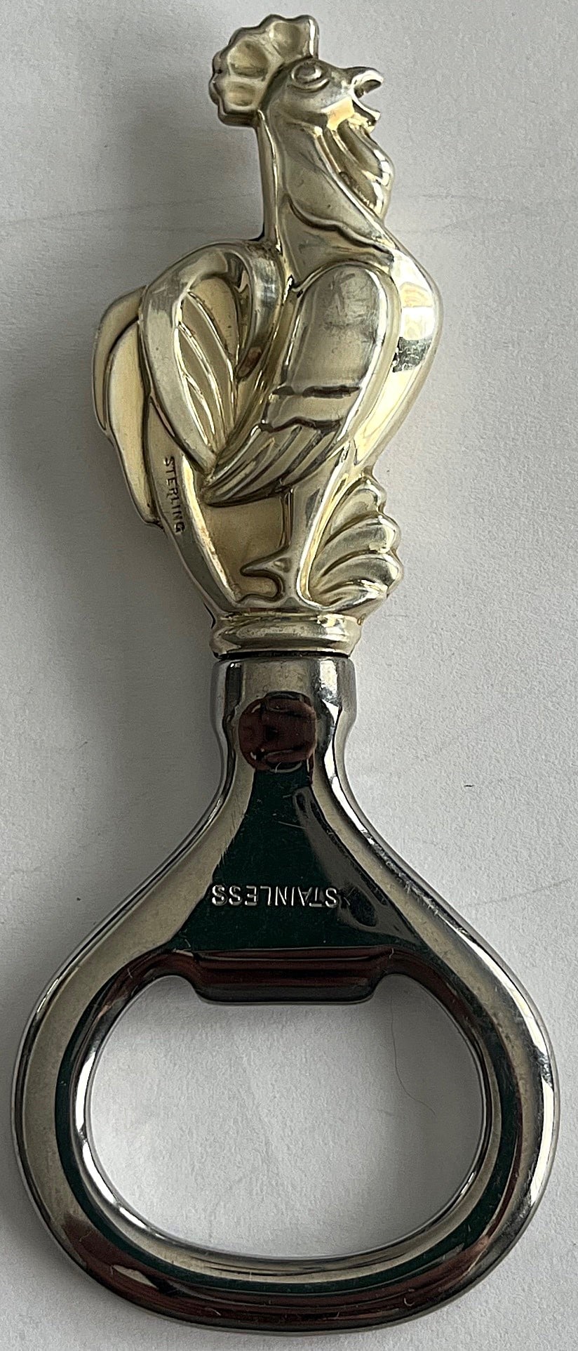 Vintage Sterling Silver Rooster Bottle Opener – Figural Rooster Handle Barware 4” (1 of 8)