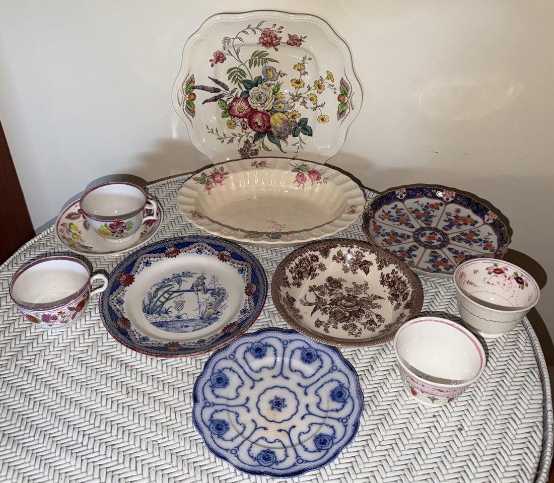 Antique & Vintage Transferware Porcelain & Pottery Lot, Copeland Spode, Imari & Flow Blue (1 of 8)