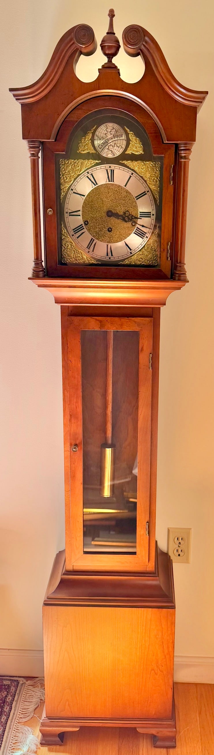 German Tempus Fugit Mahogany Grandfather Clock, Triple-Chime Movement (1 of 12)
