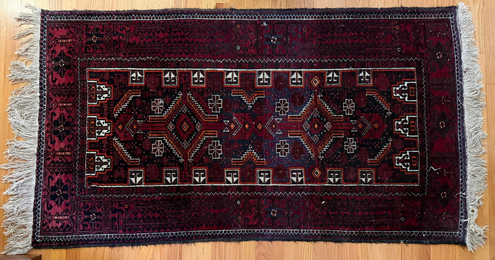 Antique Persian Tribal Wool Rug, Geometric Medallion Design (1 of 8)