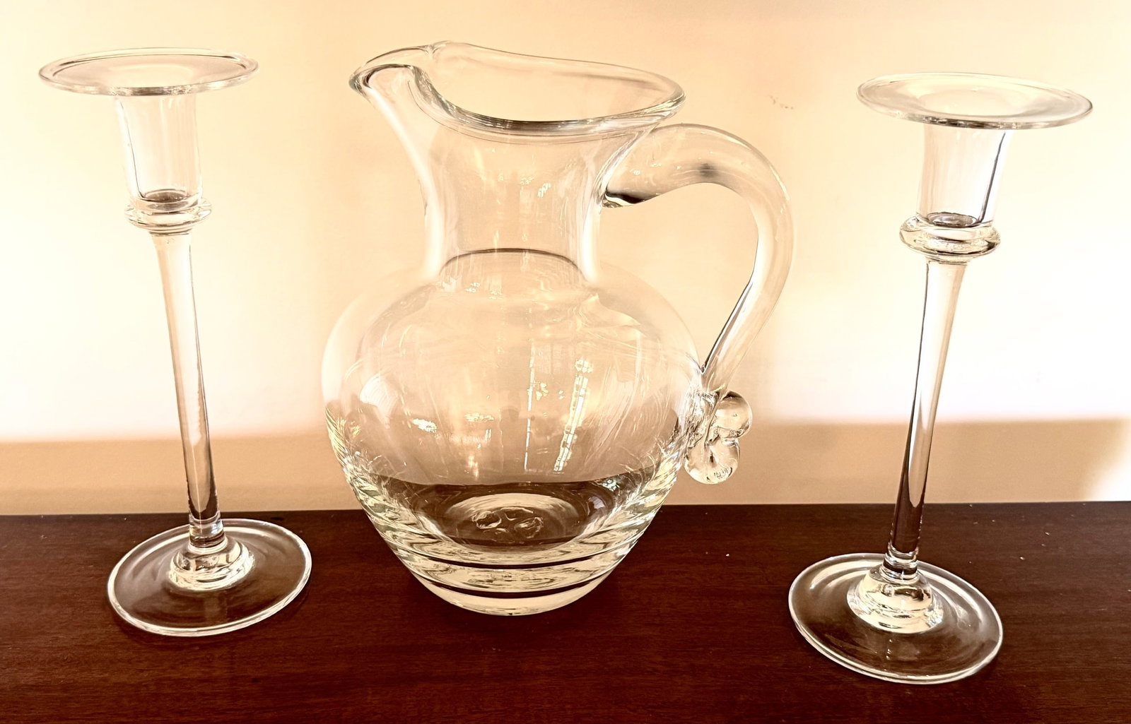 Simon Pearce Hand-Blown Glass Pitcher & Pair Candlesticks, 3 Pc. (1 of 6)