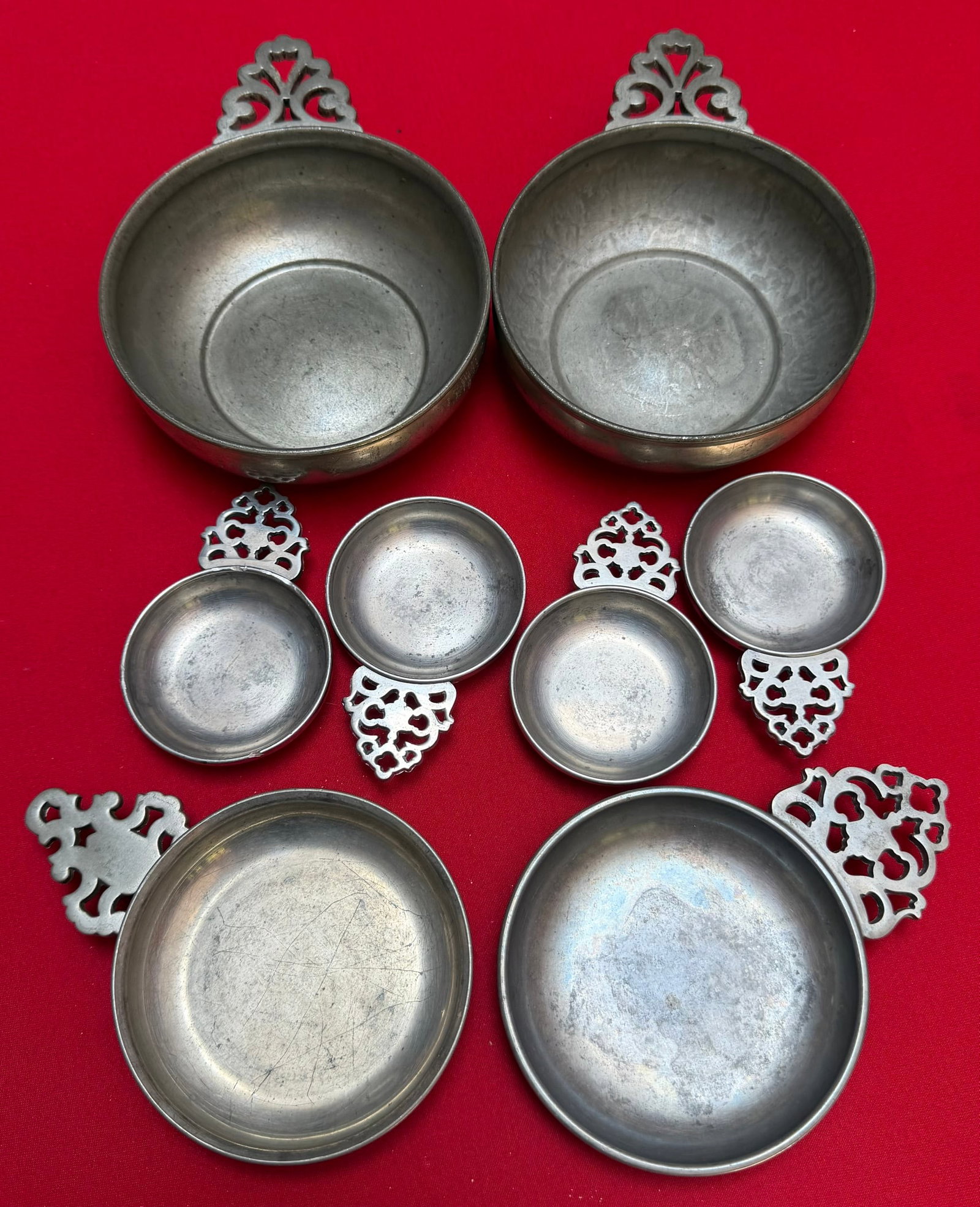 Vintage Stede Pewter Porringers & Bowls, 8 Pieces (1 of 4)