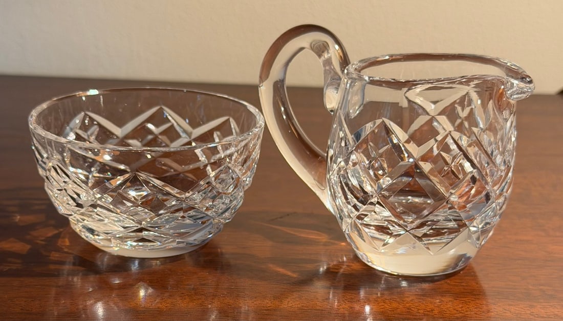Waterford Crystal Cut Glass Creamer & Open Sugar Bowl Set (1 of 5)