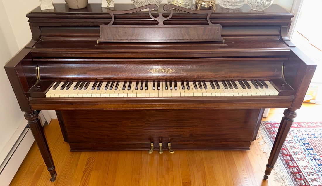Chickering & Sons Mahogany Upright Piano No. 181673, c. 1944, with Bench (1 of 16)
