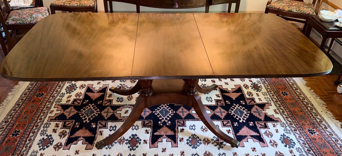 Regency Style Mahogany Double Pedestal Extension Dining Table (1 of 8)