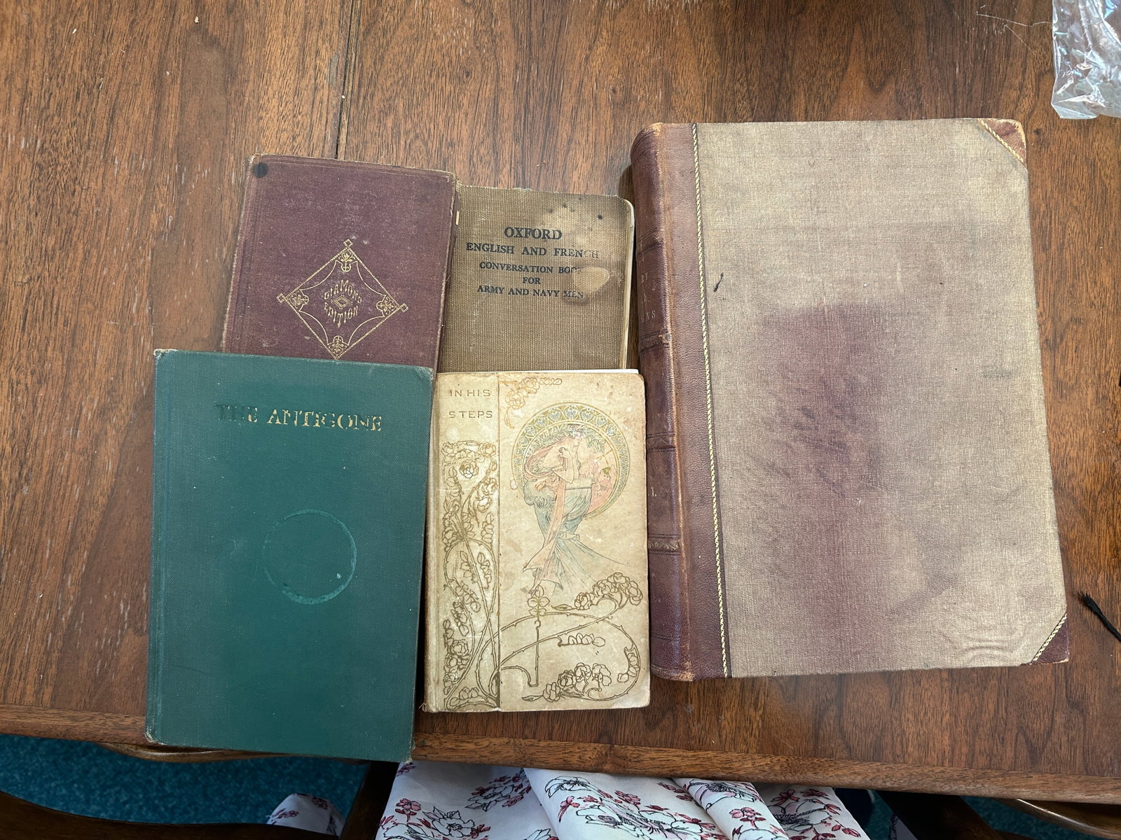 Lot of 5 Antique & Vintage Books incl. 1849 Goodrich History, 1870 Whittier & 1917 Military French (1 of 6)