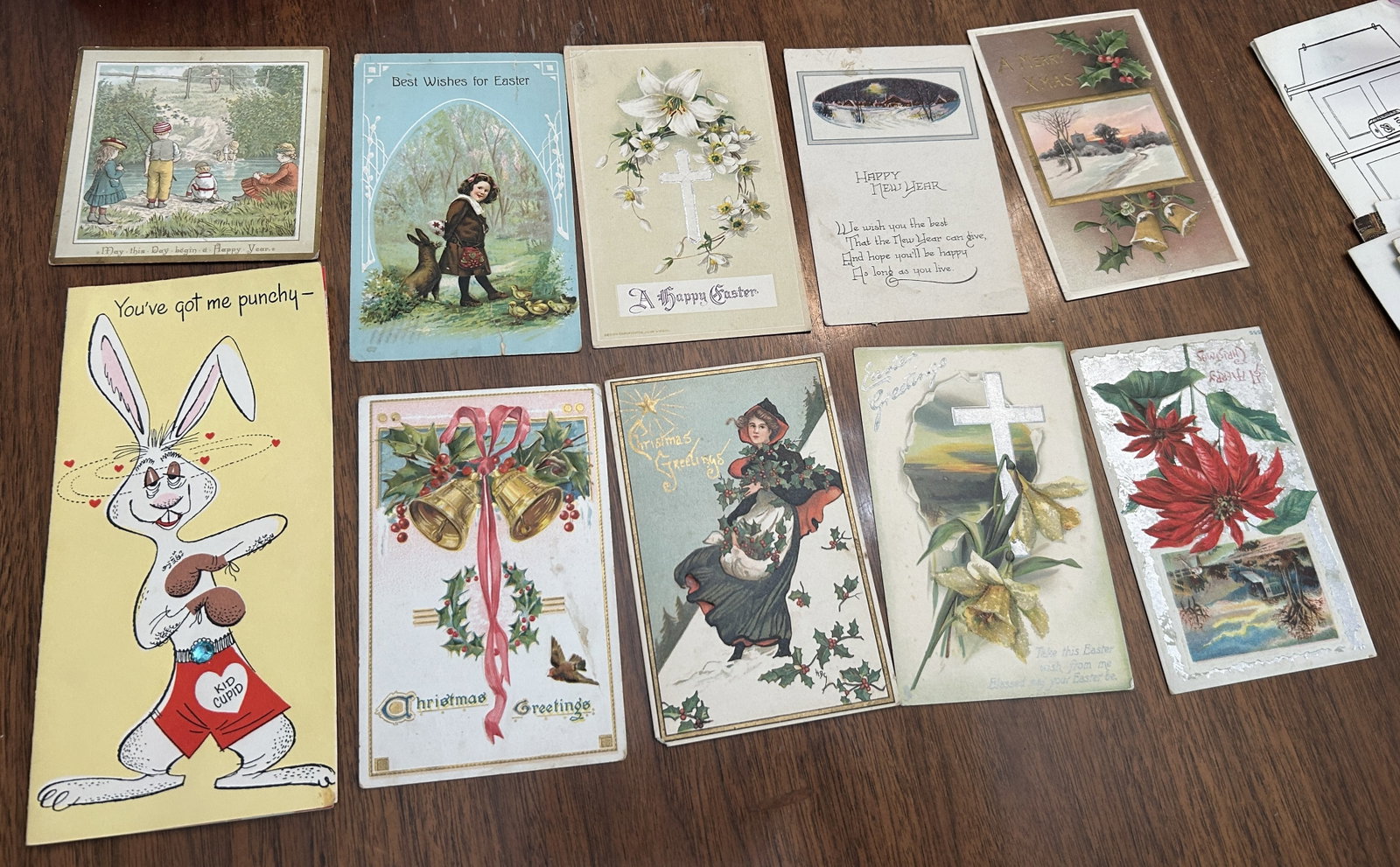 Large Lot Antique & Vintage Holiday Greeting Postcards, Christmas, Easter, New Year & Valentine (1 of 6)