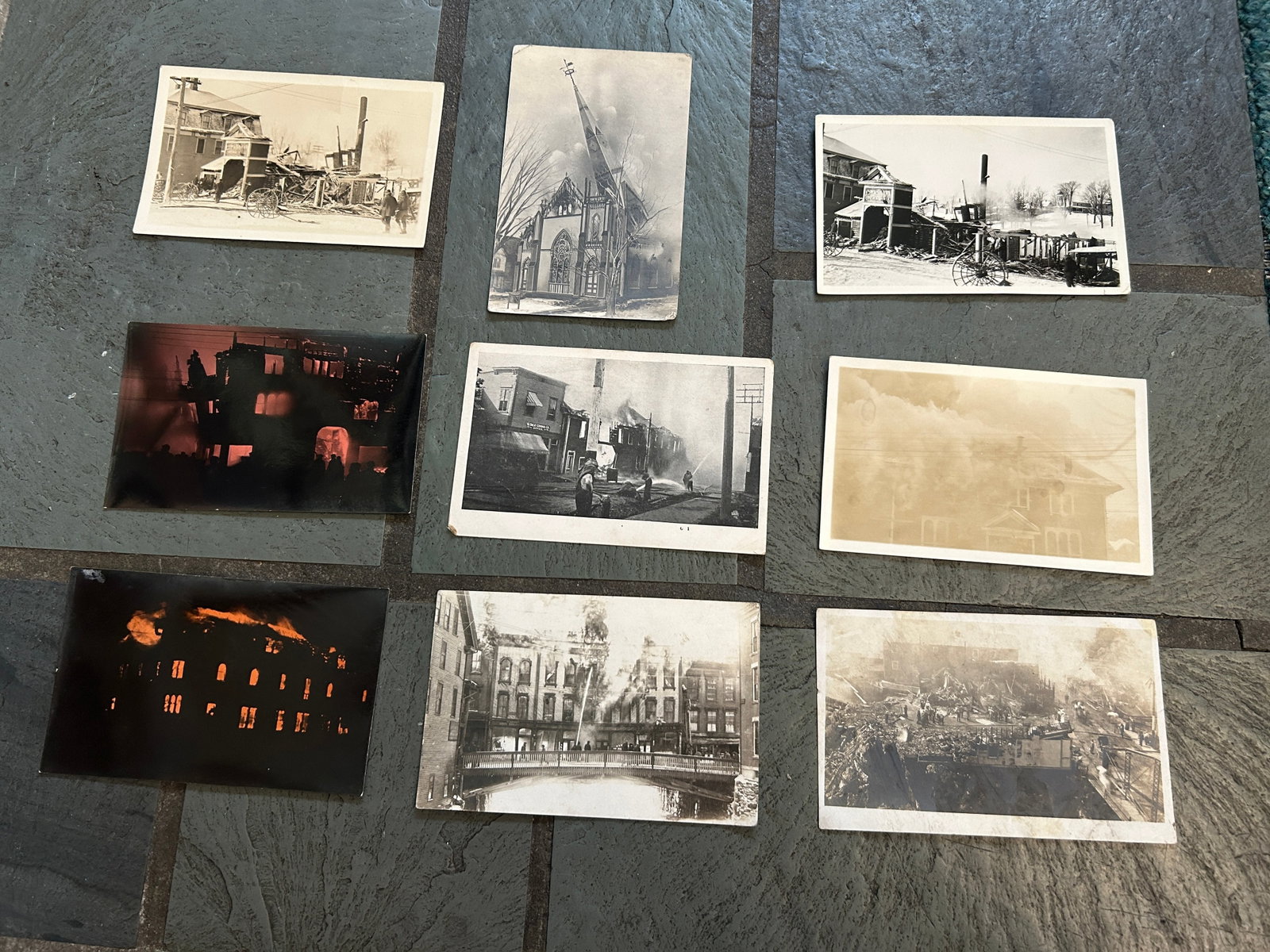 Lot of 15 Antique Vermont Fire & Disaster Real Photo Postcards, Richford & Orleans (1 of 4)