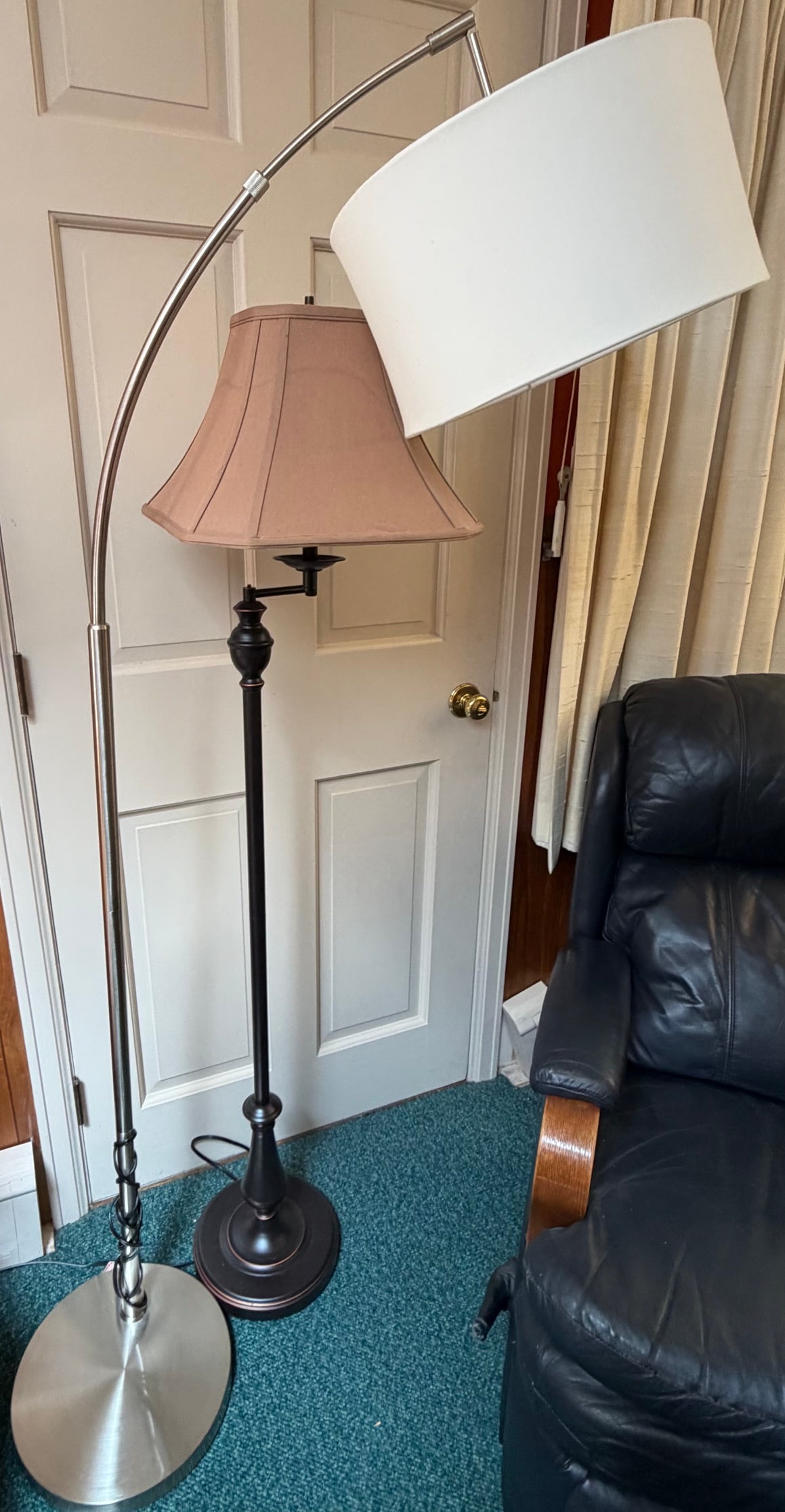 Lot of 2 Contemporary Floor Lamps – Adjustable Arc & Traditional Swing-Arm (1 of 6)