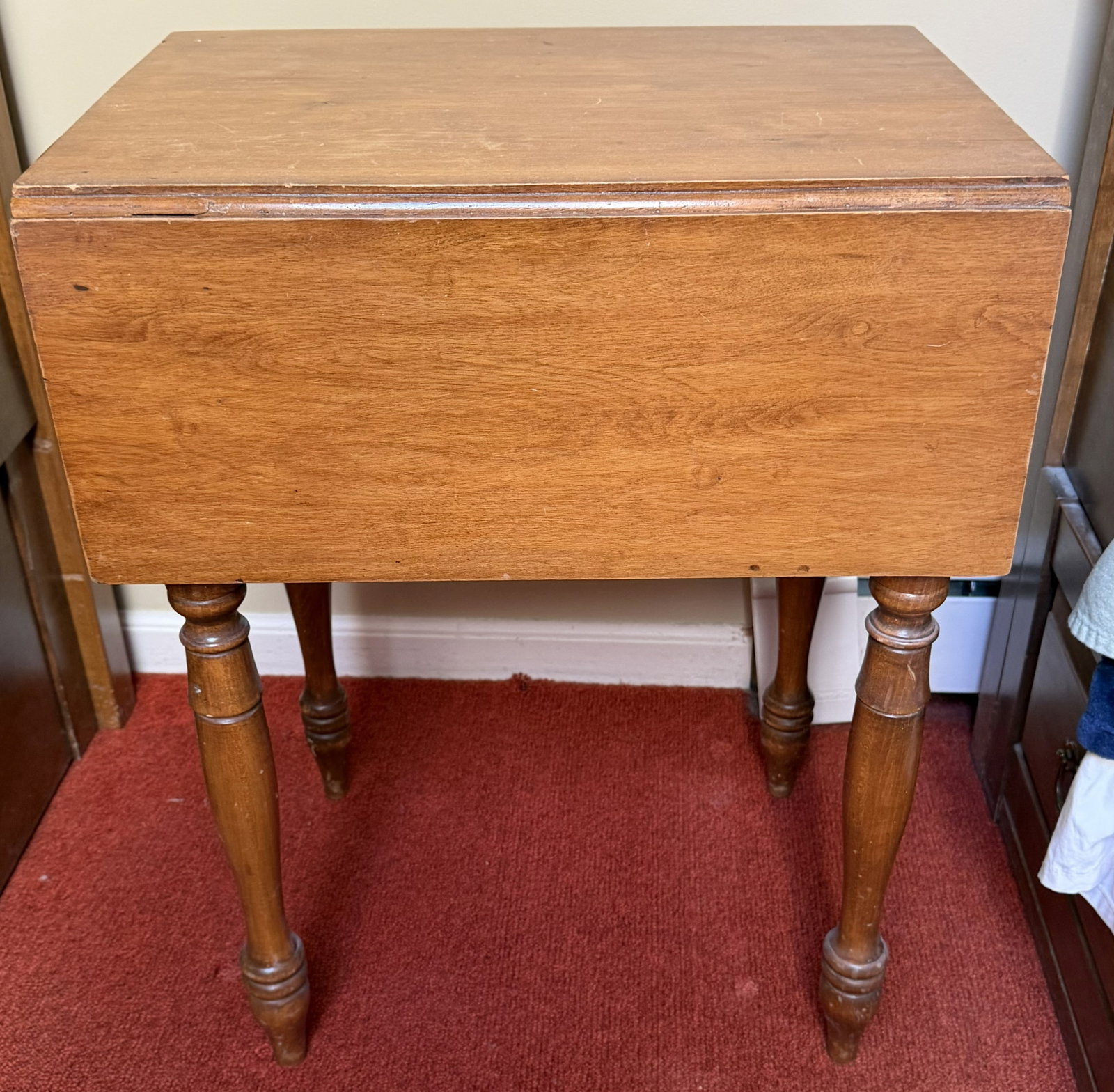 19th C. American Sheraton 2 Drawer Drop-Leaf Work Table - 3