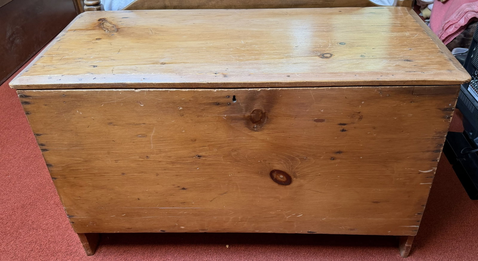 Antique Primitive Pine Blanket Chest / Storage Trunk, 19th Century (1 of 6)