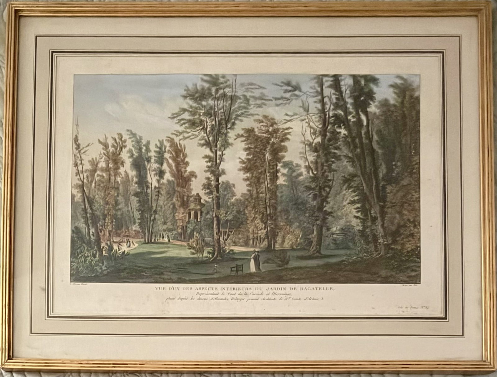18th C. French Hand-Colored Engraving, Jardin de Bagatelle, Louis Moreau & François-Denis Née (1 of 7)