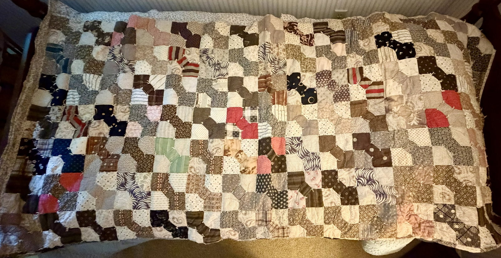Antique Hand-Tied Bow Tie Patchwork Quilt, Late 19th/Early 20th C. (1 of 12)