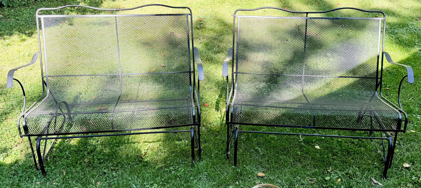 Pair of Hampton Bay Metal Mesh Patio Glider Loveseats (1 of 7)