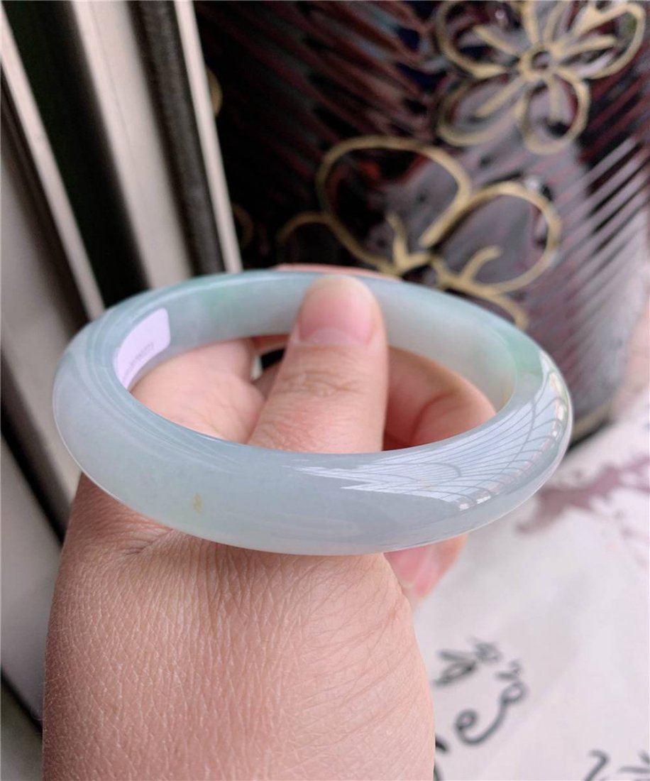 Burmese natural jadeite bracelet ring mouth 57.3 weight (1 of 7)