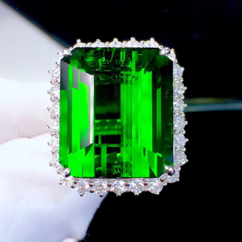 21.5ct natural electro-optic green tourmaline ring (1 of 8)