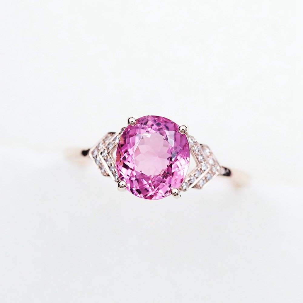 2.2ct Natural Pure Body Red Tourmaline Ring 18k Gold Di (1 of 6)