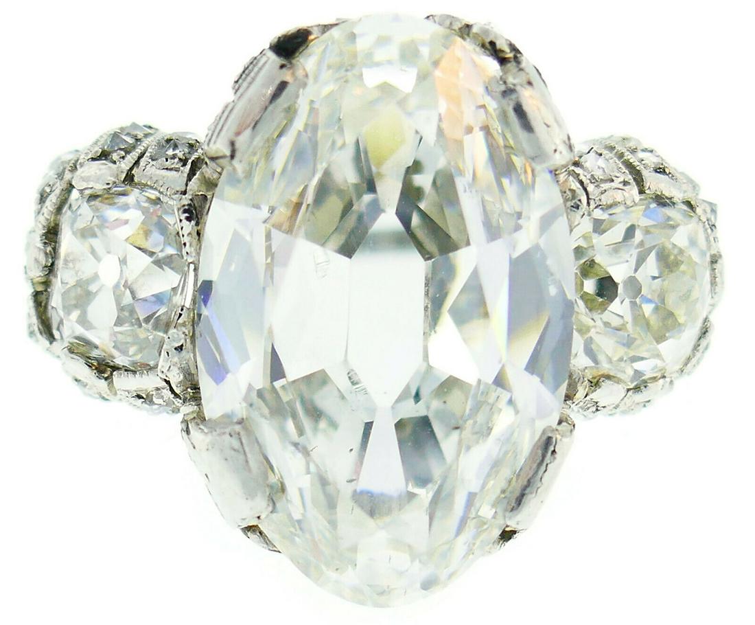 ART DECO 10.03-carat Oval Cut Diamond I SI1 GIA Platinum Solitaire RING (1 of 1)