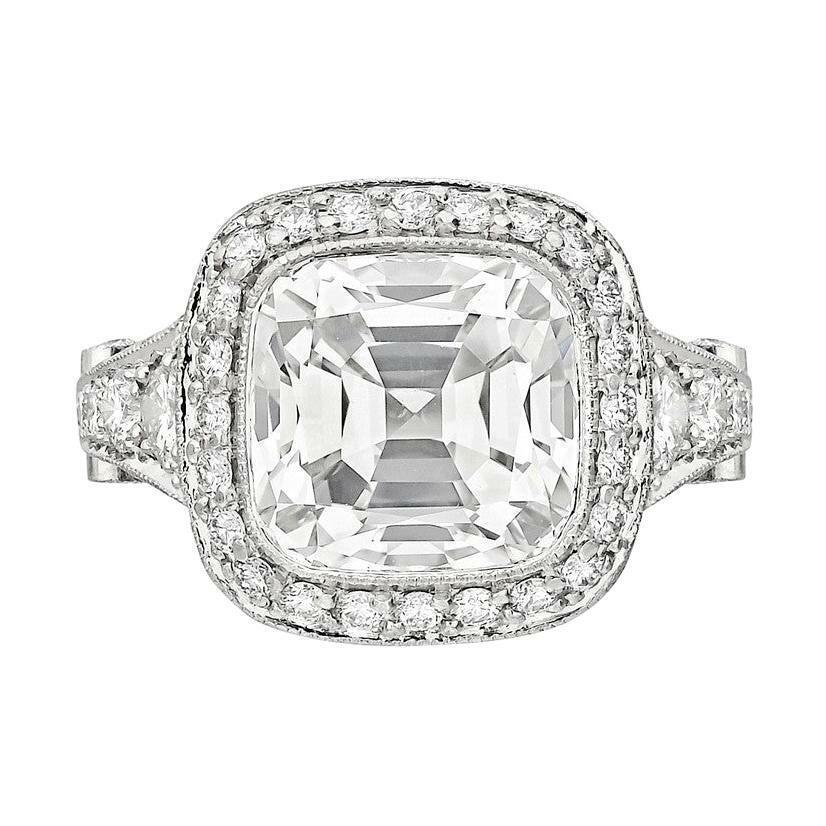 Tiffany & Co. 5.56 CT Color E Clarity VS2 Cushion Cut Diamond Platinum Ring (1 of 1)