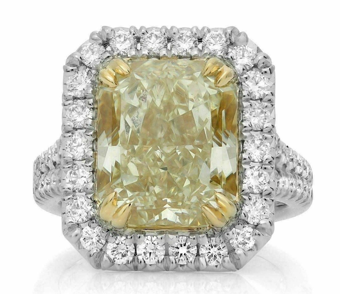 GIA CERTIFIED 9.18CT WHITE & FANCY CANARY DIAMOND 18KT YELLOW GOLD PLATINUM RING (1 of 1)