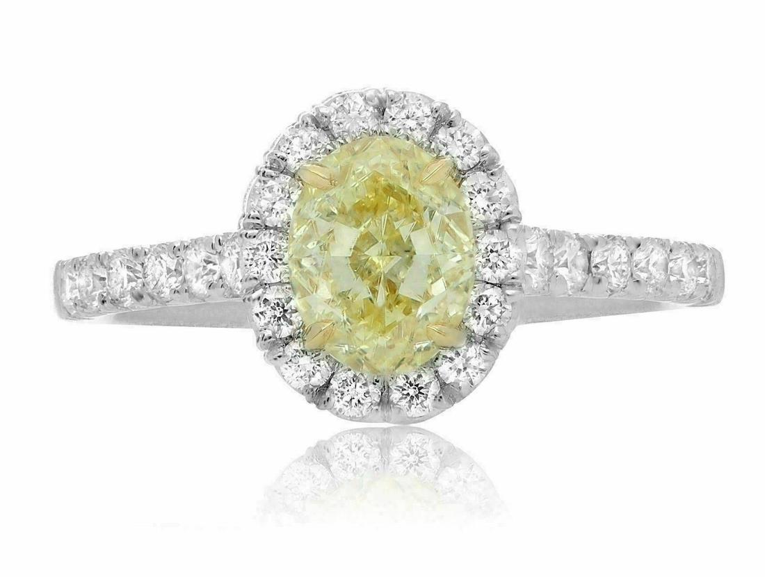 1.71CT WHITE & FANCY CANARY DIAMOND 18KT YELLOW GOLD & PLATINUM ENGAGEMENT RING (1 of 1)