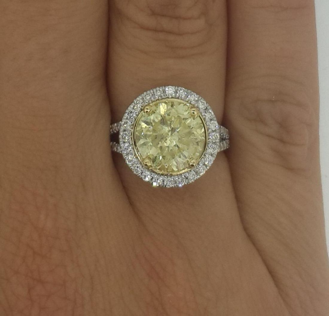 6 Ct Fancy Yellow Split Shank Halo Pave Round Cut Diamond Engagement Ring (1 of 1)