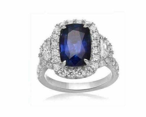 6.56CT DIAMOND & AAA SAPPHIRE 18K WHITE GOLD ENGAGEMENT RING (1 of 1)