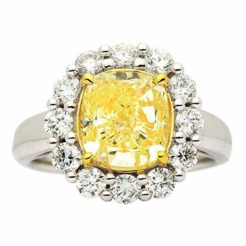 4.72CT WHITE & FANCY YELLOW DIAMOND 18K TWO TONE GOLD 3D ENGAGEMENT RING (1 of 1)