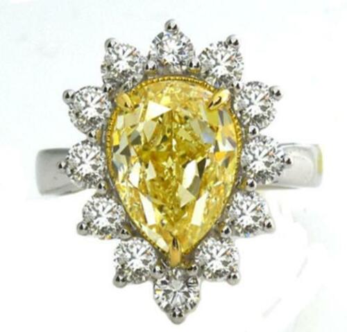 LARGE 3.76CT WHITE & FANCY YELLOW DIAMOND 18KT 2 TONE GOLD 3D ENGAGEMENT RING (1 of 1)