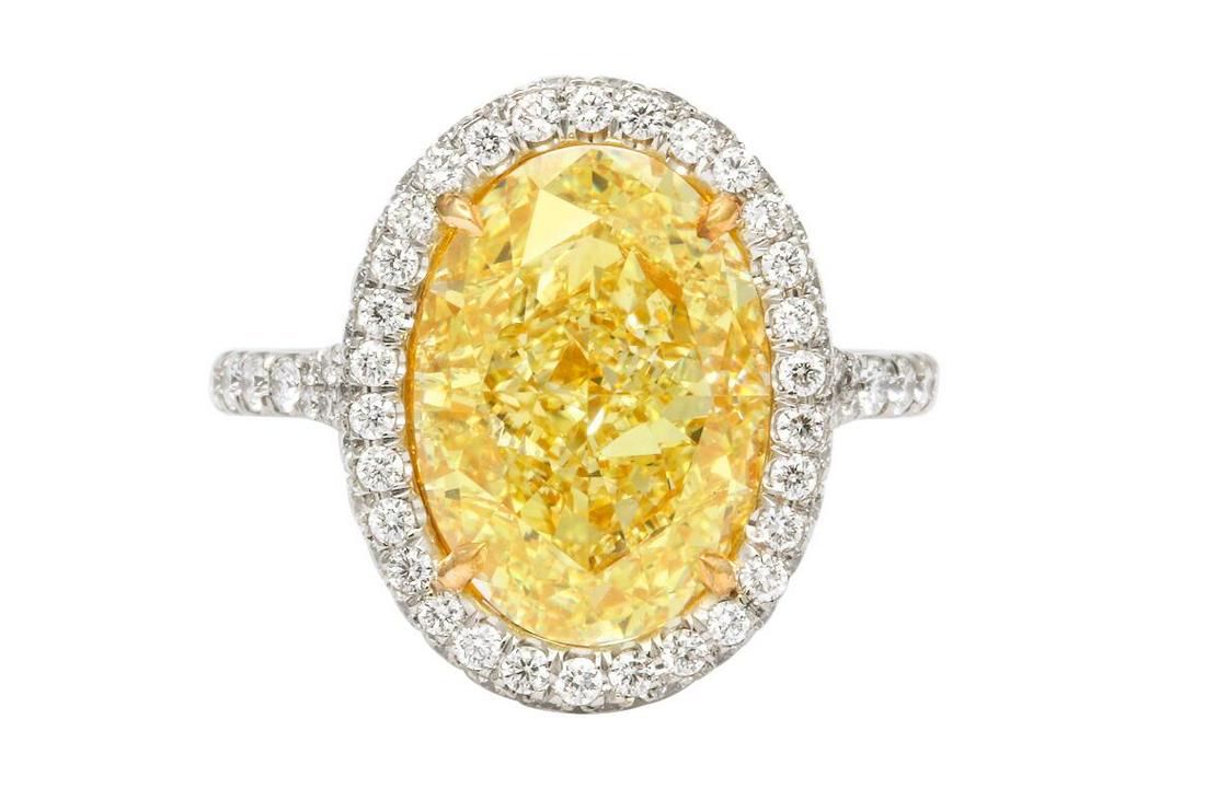 GIA Certified 5 Carat Oval Fancy Yellow Diamond Ring (1 of 1)