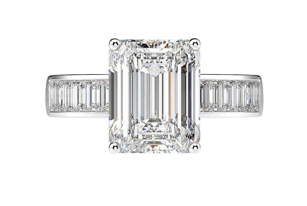 GIA Certified 2.05 Carat Diamond Engagement Ring with Side Emerald Cut Diamonds (1 of 1)