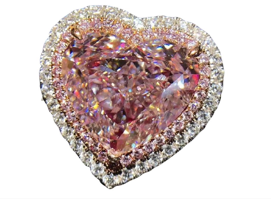 GIA Certified 3 Carat Fancy Light Pink Heart Shape Diamond Ring (1 of 1)