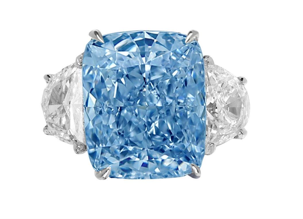 GIA Certified 1.18 Carat Fancy Light Blue Diamond Solitaire Ring (1 of 1)